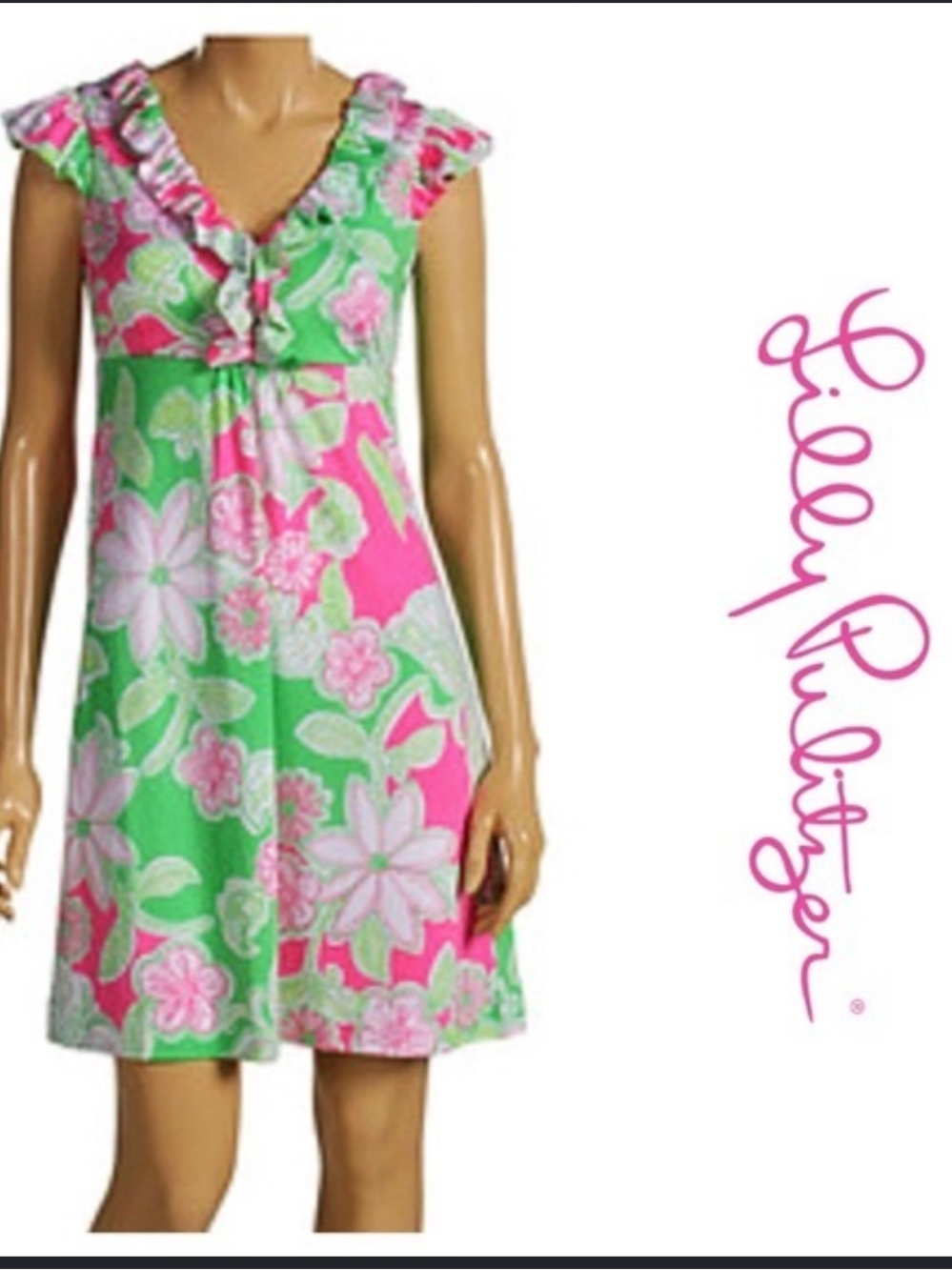 Lilly Pulitzer Womens Pink Hit The Spot Clare Ruffle Dress Silk Blend Size Large
